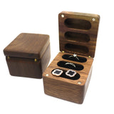 Square Jewelry Box Rings Earrings Walnut Organizer Case for Women