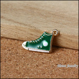 80pcs High Retro Canvas Shoes Enamel Charms for Necklaces & Pendants