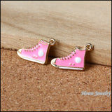 80pcs High Retro Canvas Shoes Enamel Charms for Necklaces & Pendants