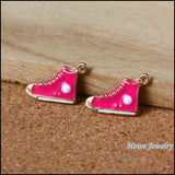 80pcs High Retro Canvas Shoes Enamel Charms for Necklaces & Pendants