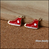 80pcs High Retro Canvas Shoes Enamel Charms for Necklaces & Pendants