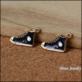 80pcs High Retro Canvas Shoes Enamel Charms for Necklaces & Pendants