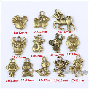 Vintage Bronze Chinese Zodiac Pendant DIY Jewelry Findings