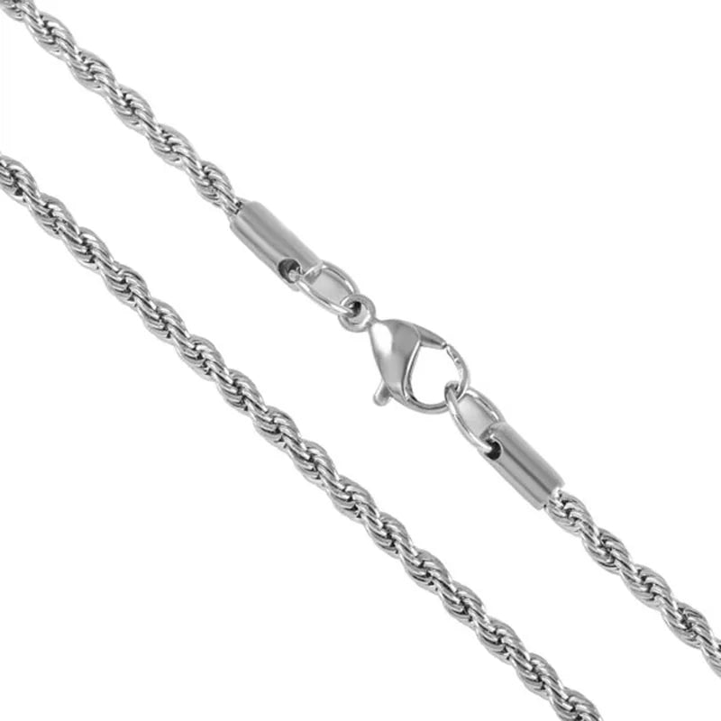 4MM Stainless Steel Rope Chain Necklace 16-36 inches