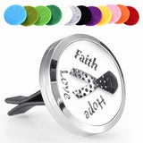 Love Hope Faith Ribbon Car Diffuser Clip, Stainless Steel Locket