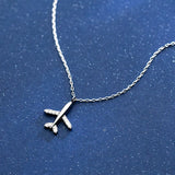 925 Sterling Silver Airplane Pendant Necklace Crystal Jewelry