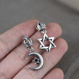 925 Silver Retro Crown Hoop Earring Punk Style Men Women Jewelry