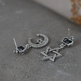 925 Silver Retro Crown Hoop Earring Punk Style Men Women Jewelry