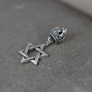 925 Silver Retro Crown Hoop Earring Punk Style Men Women Jewelry