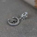 925 Silver Retro Crown Hoop Earring Punk Style Men Women Jewelry