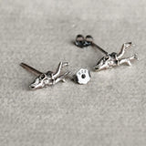925 Silver Deer Skull Stud Earring Street Style Ear Pin