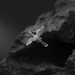 925 Silver Retro Flying Cranes Stud Earring - Punk Style Ear Pin