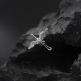 925 Silver Retro Flying Cranes Stud Earring - Punk Style Ear Pin