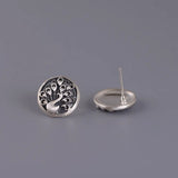 925 Silver Peacock Stud Earring Chinese Style Ear Pin Fine Jewelry