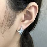 925 Silver Skull Demon Hand Stud Earring