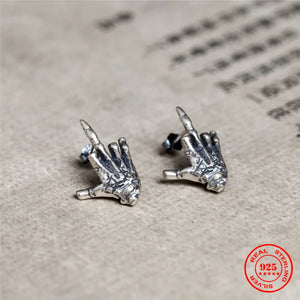 925 Silver Skull Demon Hand Stud Earring