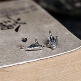 925 Silver Skull Demon Hand Stud Earring