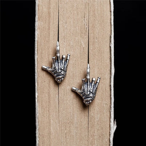 925 Silver Skull Demon Hand Stud Earring