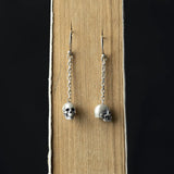 925 Sterling Silver Skull Pendant Drop Earring Street Punk Style