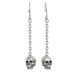 925 Sterling Silver Skull Pendant Drop Earring Street Punk Style