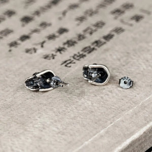 925 Silver Skull Stud Earrings Punk Style Ear Pin Men Women