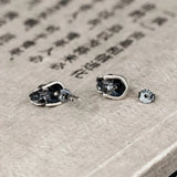925 Silver Skull Stud Earrings Punk Style Ear Pin Men Women