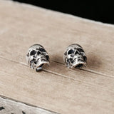 925 Silver Skull Stud Earrings Punk Style Ear Pin Men Women