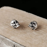 925 Silver Skull Stud Earrings Punk Style Ear Pin Men Women