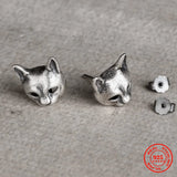 925 Silver Cat Mask Stud Earring Street Punk Style
