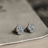 925 Silver Chameleon Skull Stud Earrings Gothic Jewelry