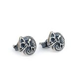 925 Silver Chameleon Skull Stud Earrings Gothic Jewelry