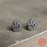 925 Silver Chameleon Skull Stud Earrings Gothic Jewelry