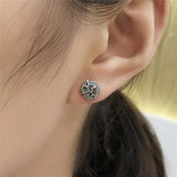925 Silver Chameleon Skull Stud Earrings Gothic Jewelry