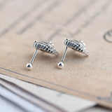 925 Silver Indian Cat Stud Earrings Street Punk Ear Jewelry