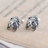 925 Silver Indian Cat Stud Earrings Street Punk Ear Jewelry