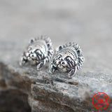 925 Silver Indian Cat Stud Earrings Street Punk Ear Jewelry