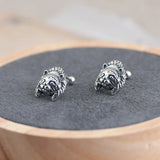 925 Silver Indian Cat Stud Earrings Street Punk Ear Jewelry