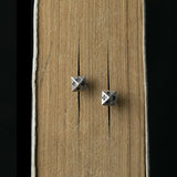 925 Silver Pyramid Rivet Poker Stud Earrings Street Punk Gothic Style
