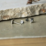 925 Silver Pyramid Rivet Poker Stud Earrings Street Punk Gothic Style