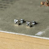 925 Silver Pyramid Rivet Poker Stud Earrings Street Punk Gothic Style