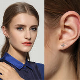 925 Silver X Stud Earrings Cross Minimalist Ear Jewelry Neo-Gothic