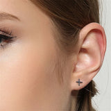 925 Silver X Stud Earrings Cross Minimalist Ear Jewelry Neo-Gothic