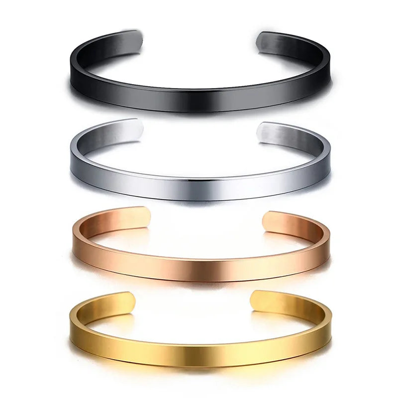 Minimalist Stainless Steel Cuff Bracelet Adjustable Jewelry Gift