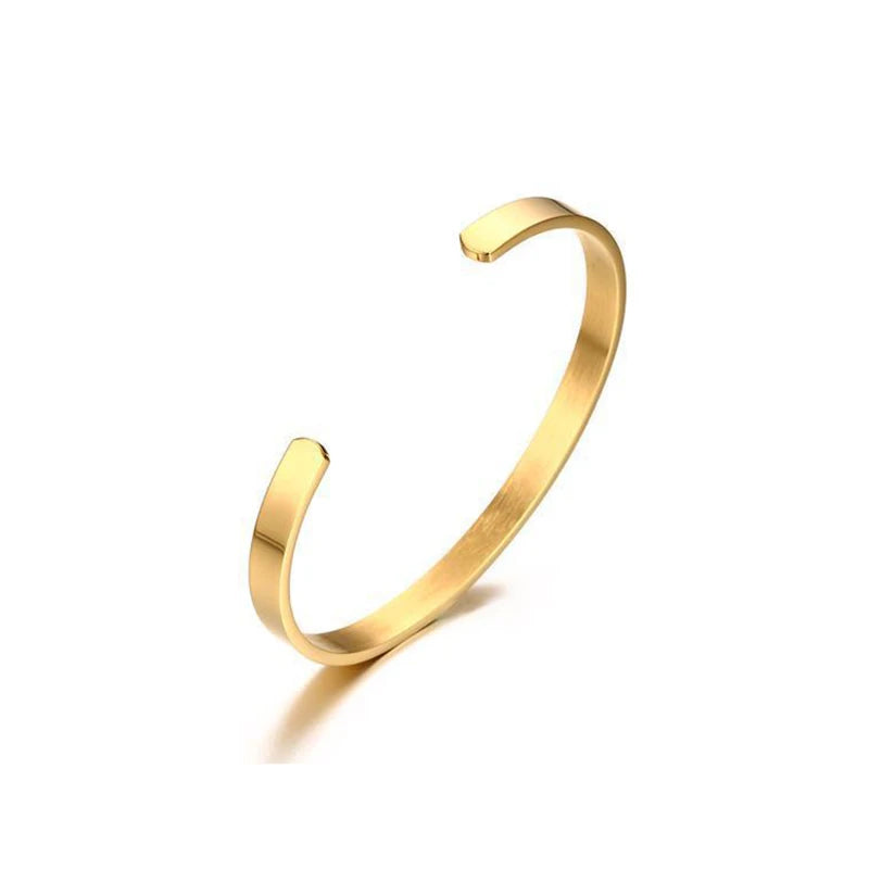 Minimalist Stainless Steel Cuff Bracelet Adjustable Jewelry Gift
