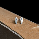 925 Silver Death Cross Coffin Stud Earrings Gothic Jewelry