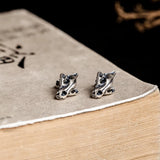 925 Silver Retro Skull Tiger Stud Earring Punk Gothic Ear Pin
