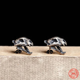 925 Silver Retro Skull Tiger Stud Earring Punk Gothic Ear Pin