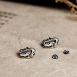 925 Silver Retro Skull Tiger Stud Earring Punk Gothic Ear Pin