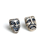 925 Sterling Silver Smiley Face Stud Earring Punk Style Ear Pin