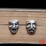 925 Sterling Silver Smiley Face Stud Earring Punk Style Ear Pin